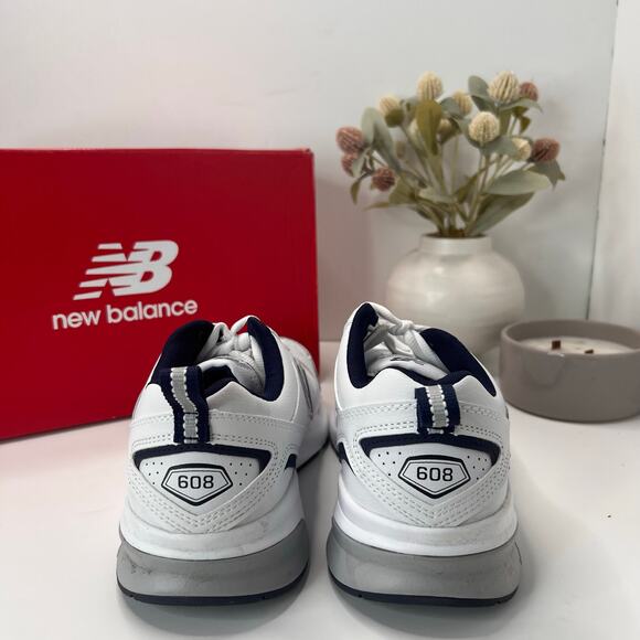 New Balance MX608V5 Leather Training Sneakers White/Blue Men\'s 8 2E Athleisure